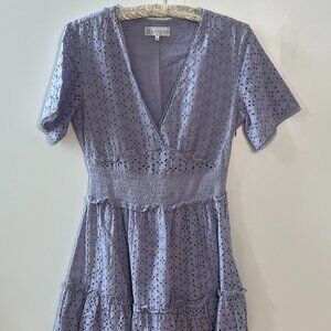 Amiani Lilac Cotton Eyelet Dress - Small